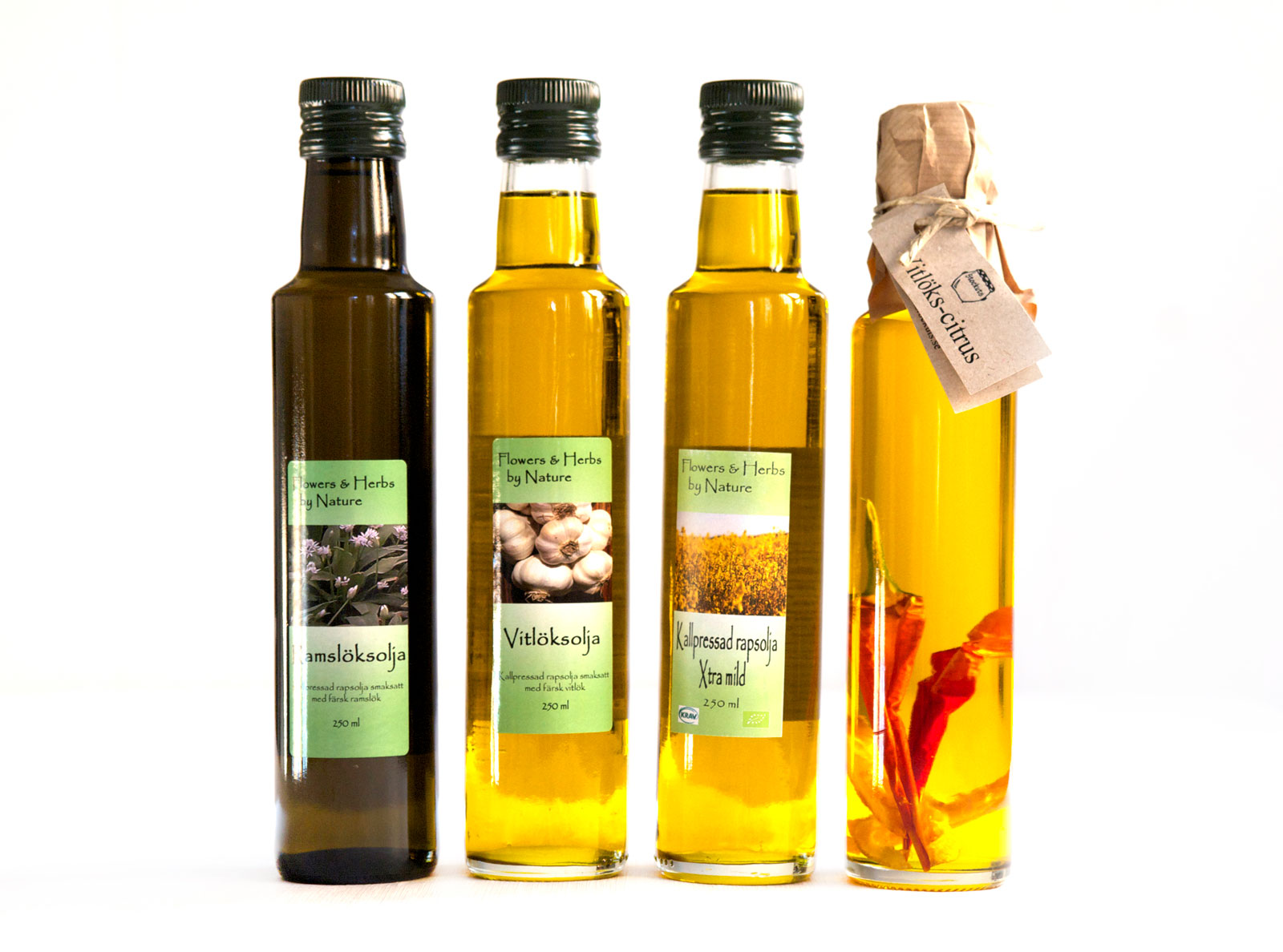 Rapsoljor med olika smaker