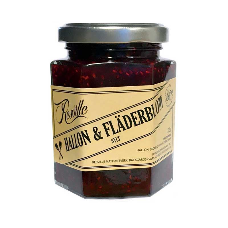 Hallon- och flädersylt