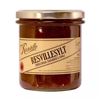 Jordgubbssylt med rabarber & vanilj – 390g
