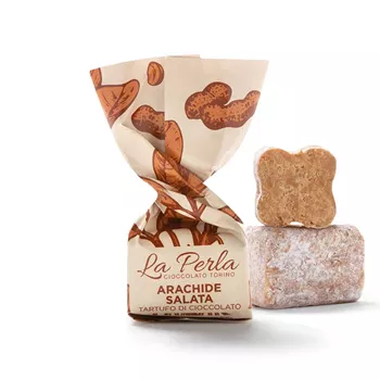 Vit chokladtryffel med jordnöt, havssalt & karamell