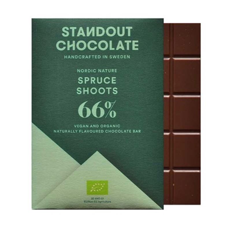 Prisbelönt mörk choklad med granskott – ekologisk